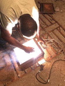 welding the boxes together